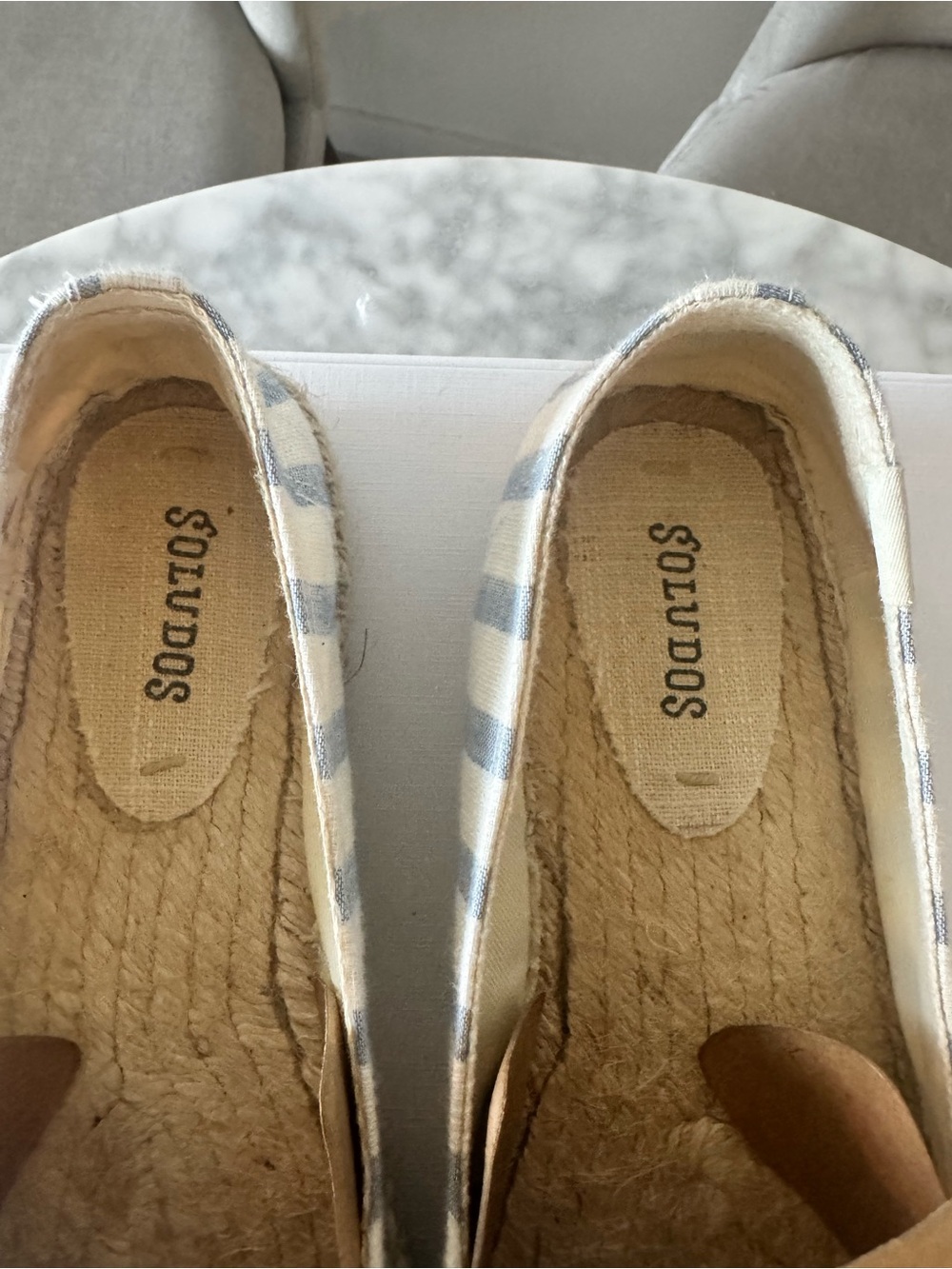 Soludos Striped Espadrilles with Blue Script Embroidery - Picture 3 of 5